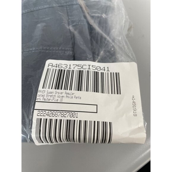 GRAVER Susan Graver Regular Coated Stretch Woven Ankle Pants 18W Dark Pewter NEW - Picture 2 of 7
